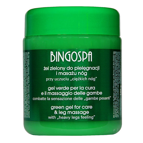 BÓL CIĘŻKIE NOGI PĘKAJĄCE NACZYNKA ŻYLAKI Żel zielony 500 g do pielęgnacji i masażu nóg BINGOSPA